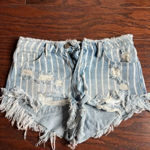 Ripped jean shorts